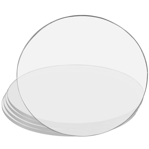 Image of Hitefu 10 Packs Clear Circle Acrylic Sheets, 5 Inch Transparent Plexiglass Circle Panels, 3mm Thick Arcylic Discs fos Signs, Photo Picture Frame, Art Craft, DIY Display Projects
