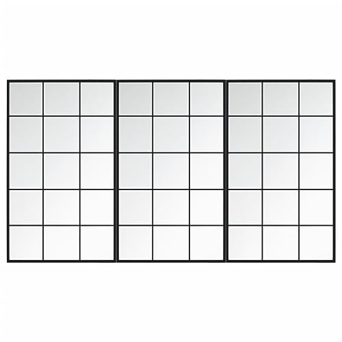vidaXL Espejo de Pared Tocador Maquillaje Colgante Decorativo Cuarto de Baño Aseo Inodoro Interior Adorno Hogar Metal Negro 100x60 cm