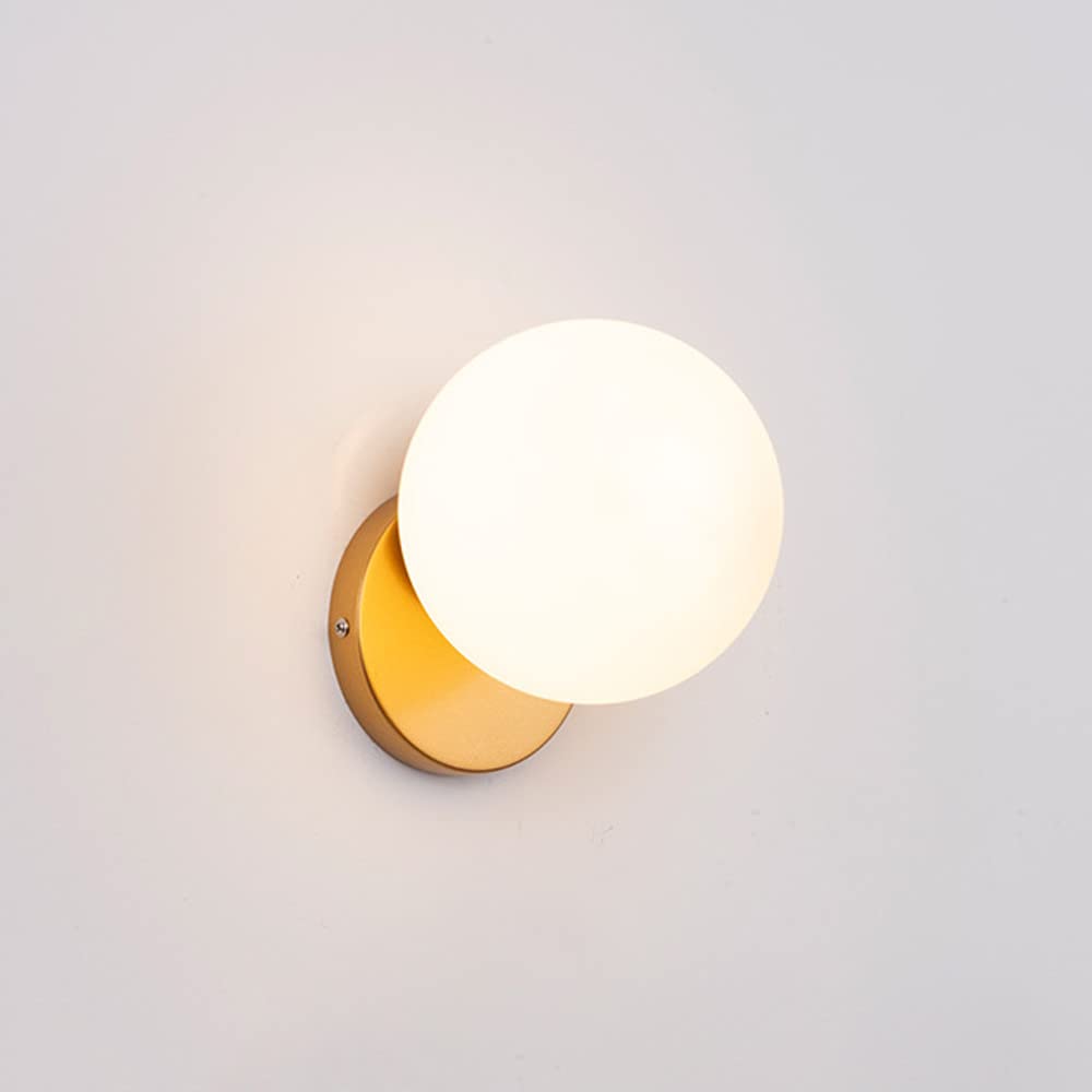 Modern Globe Wall Sconce Lighting White Glass Ball Wall Lamp Mid Century Wall Light Fixture Minimalist Wall Sconces for Living Room Bedroom Bedside Hallway Hotel Office