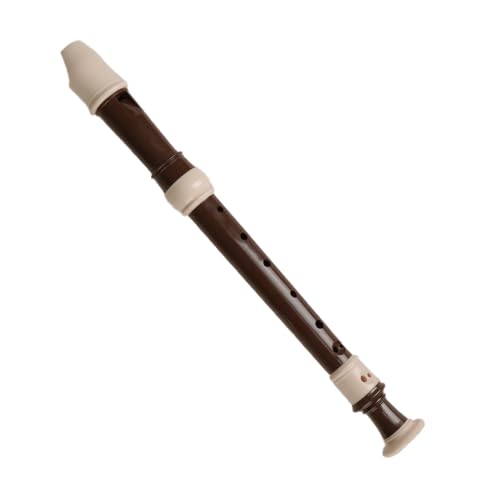 Image of Kadence PRO-BRN Jamming Series Professional Soprano Recorder in C Scale | Baroque Fingering | 3-Piece ABS Design with Adjustable Thumb Rest | Includes Cleaning Rod & Synthetic Leather Pouch | Brown