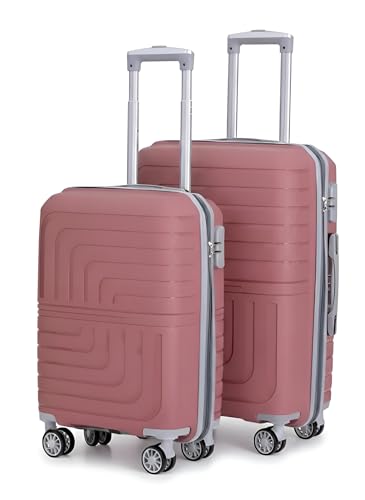 Image of Pro 8 Wheels Set of 2 (Cabin + Medium) Trolley Bags, Hard Case Polypropylene, 360º Wheeling Luggage for Men & Women, Suitcase for Travel, Trolley Bags for Travel (Pink)