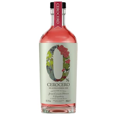 CeroCero Hibiscus & Lingonberry Non Alcoholic Gin, Floral and Tangy Premium Non Alcoholic Spirits - Halal, Low Sugar, Vegan and Gluten-Free, Part of the Spirits of Virtue Range (700ml)