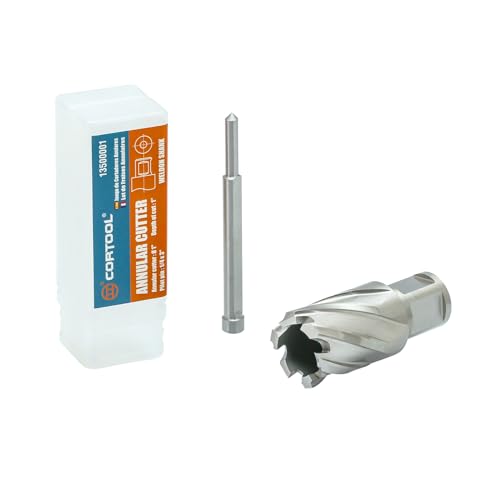 Cortador anular HSS M2 profesional de 1" y vástago Weldon de dos planos