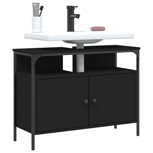 Xichuzi Armario para Lavabo de baño Madera ingeniería Negro 80x30x60 cm, Armario Baño, Mueble Bajo Lavabo, Mueble Baño, Muebles para Lavabo - 842441