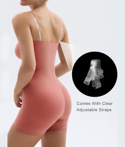 Image of SHAPERX Strapless Shortie Bodysuit for Women Tummy Control Shapewear Seamless Sculpt Body Shaper with Removable Straps