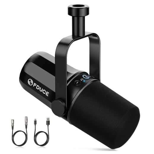 FDUCE SL40 Vocal Dynamic Podcast Microphone for Podcasting, Gaming, Live Streaming & Recording, Built-in Headphone Output, LED Mute Button, All Metal USB/XLR Cardioid Mic, Voice-Isolating Technology