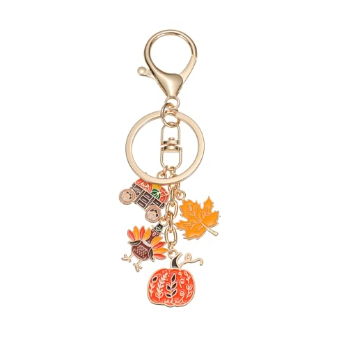 Semneroy Thanksgiving Keychain Fall Key Chain Bag Charms Accessories, Pumpkin