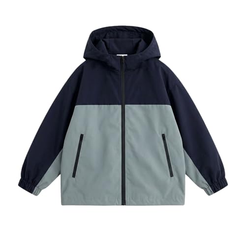 Chaquetas impermeables para niños y niñas, ligeras, con cremallera, con capucha, cortavientos, para adolescentes, niños, exteriores, resistente al viento, para escuela, bloque de color, casual, poncho
