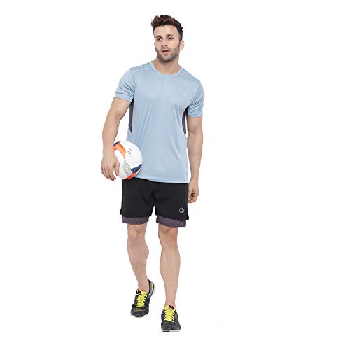 Image of CHKOKKO Double Layered Gym Shorts for Men Workout | Compression Inner Layer with Pockets Across Inner Outer and Back | Dry Fit Sports Athletic wear for Running Jogging or Training