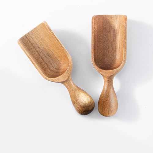 Wooden Scoops for Canisters 2PCS Wooden Scoop for Jars Acacia Small Measuring Spoons for Ground Coffee Scoops Shovel Mini Kitchen Scooper for Tea Powder Bath Salt Laundry Detergent Shove- Multipurpose