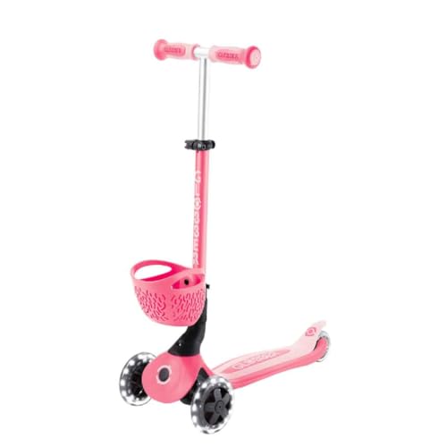 GLOBBER GO-UP Baby Lights 360° - Patinete, triciclo y rueda para niños - Vehículo infantil regulable en altura - 3 ruedas hasta 9 años - ruedas LED de colores - rosa pastel
