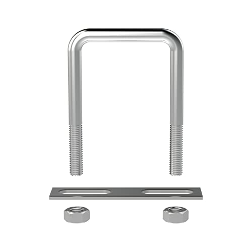 Image of 4 Sets 304 Stainless Steel Square U-Bolts 2.36 inch(60mm) Inner Width, 4 inch(100mm) Length Stainless M10 with Nuts, Frame Plate, Accessories for Automobiles Trailer, Boat Trailer Industrial Parts