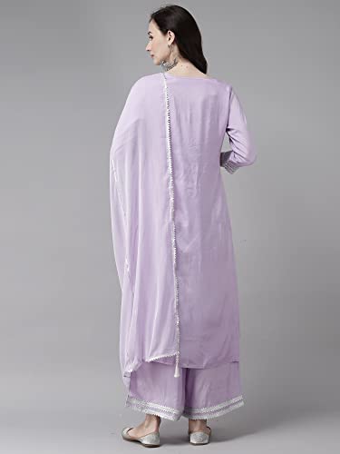 Image of INDO ERA Women's Cotton Blend Embroidered Straight Kurta Trouser With Dupatta Set(KH0PR2868)