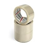 Merrimen Strong Heavy Duty Roll Pack Fragile Packaging Tape, Secure Sticky Sealing Tape for Parcel Boxes, Moving Boxes, Large Postal Bags for Long Term Storage, (48MM x 66M) (3 rolls, Clear)