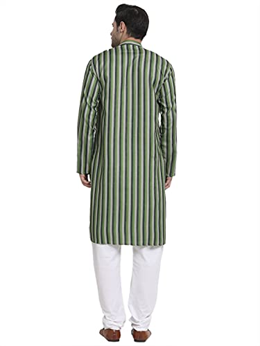 Image of KRAFT INDIA Men Cotton Dark Stripped Kurta ONLY
