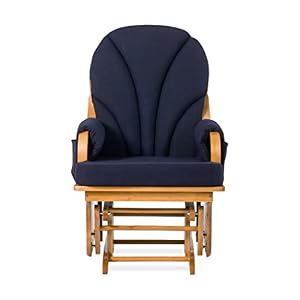 Foundations Lullaby Wood Base Glider Rocker - Baby Feeding and Rocking Chair for Daycare Environment - Nursery Chairs with Padded Foam Arm Rests - (Natural/Blue) Foundations Lullaby Wood Base Glider Rocker Baby Feeding and Rocking Chair for Daycare Environment Nursery Chairs with Padded Foam Arm Rests NaturalBlue