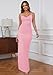 Capuffy Women's Spaghetti Straps Mermaid Maxi Dress Drape Neck Backless Elegant Evening Gown Wedding Guest Formal Dress 359(Pink,XS)