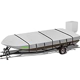 Kistrba Jon Boat Cover 16FT-18FT, 800D Heavy Duty Oxford All Weather Protection Boat Cover Beam Width Up to 70 Inch