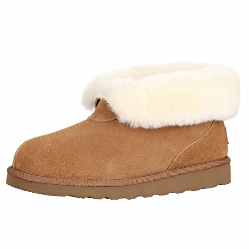 PAMIR Women's Genuine Suede Slipper Boots & House Shoes - Sheepskin Trim, Memory Foam, Indoor/Outdoor Ankle Booties