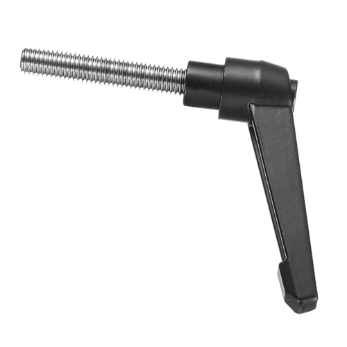 Image of uxcell Adjustable Clamping Lever Handle M8 x 45mm Metric 304 Stainless Steel Male Threaded Stud Hand Knobs Push Button Ratchet Rotating Screw Handles Bolts with Locking Lever Black