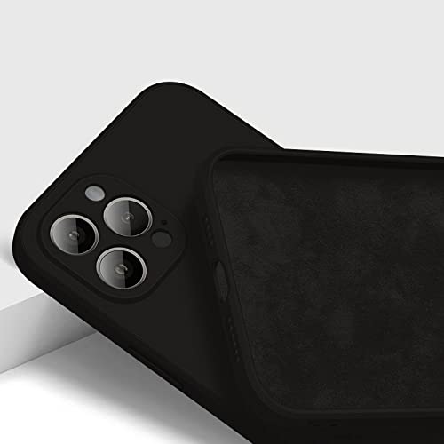 Coque carrée silicone liquide pour iPhone 14 13 12 Pro Max finition noire premium