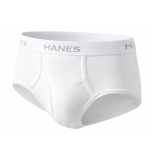 Image of Hanes Men's Underwear Brief Pack, Full Rise Cotton Briefs, Moisture-Wicking Underwear, White, 8-pack - Medium