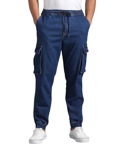Image of INKD Men's Regular Fit Joggers - Mid -Rise | Cotton Blend | Stretchable Fabric| Elasticated Waistband | Jeans for Men (Available in Plus Sizes)