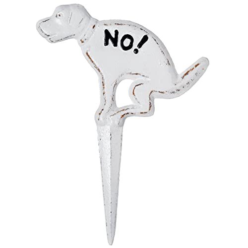 Moritz Steckschild NO! kein Hundeklo groß Verbotsschild aus Gusseisen Hunde Verboten Warnschild NO Dog Allowed Schild Gartenschild Keine Hundetoilette