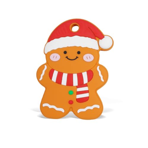 Image of Baby Silicone Christmas Gingerbread Man Teether,Sensory Chew Toys