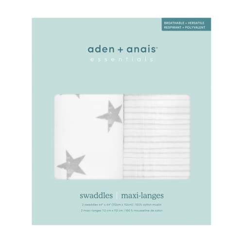 Image of aden + anais Swaddle Blanket, Boutique Muslin Blankets for Girls & Boys, Baby Receiving Swaddles, Ideal Newborn & Infant Swaddling Set, Perfect Shower Gifts, 2 Pack, Dusty