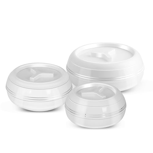 Image of JAYPEE Teen Bhoj Inner Stainless Steel Casserole Set of 3 |Lockable Lid |BPA Free|Roti Box| Easy to Carry | Food Grade| Rust Free Casserole for roti 600,800,1200 ml| Best for Gifting Purpose, White