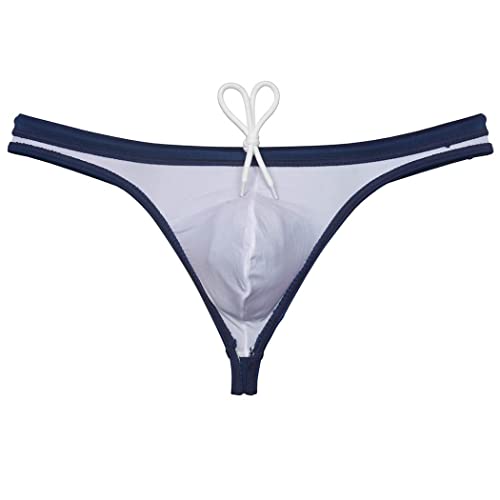 Men's Solid Swimwear Elastic & Drawstring Swim Thong Ice Silk Lining Body Bikini Swimsuit4