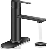 YXOCVIR Bathroom Faucet Single Hole Single Handle Vanity Faucet Modern Sink RV Black Bathroom Faucet with Pop-up Drain for 1 - or 3 Hole...