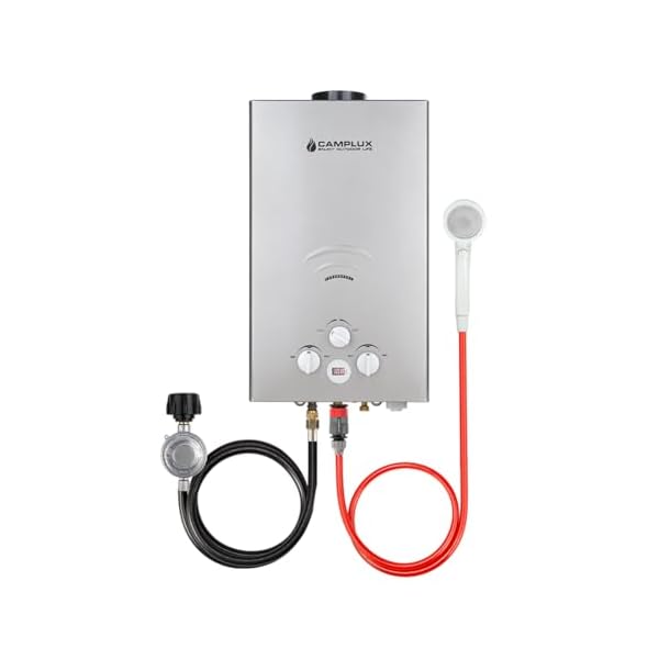 CAMPLUX Tankless Water Heater Propane, 2.64GPM Portable Water Heater for Off Grid, Camping, Outdoor Shower, 68,000 BTU Portable Hot Water Heater, BW264G, Gray