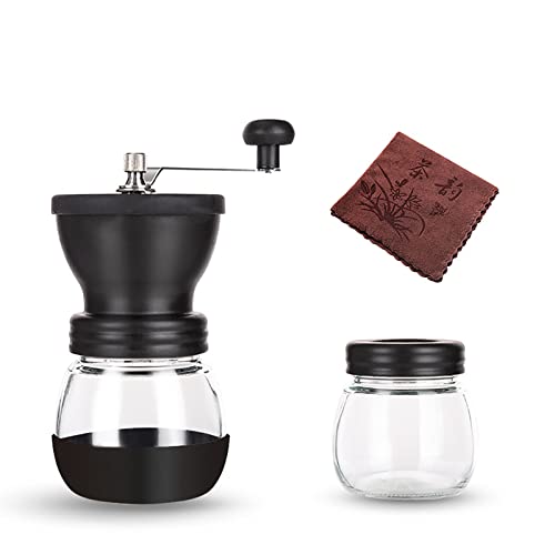Moulin à café manuel en céramique et inox avec son torchon de nettoyage