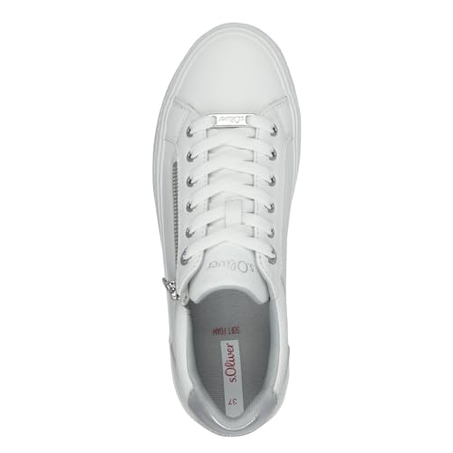 s.Oliver Damen Sneaker flach mit Reißverschluss Freizeit, Weiß (White), 39 EU – Bild 4
