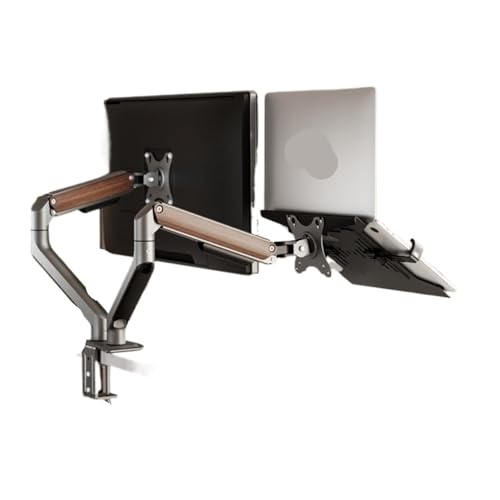 Double support écran ergonomique en bois avec rangement
