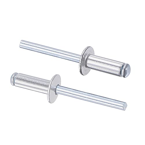 uxcell Blind Rivets, Aluminum Pull Rivets Core Decoration Rivets 6mm Diameter 16mm Grip Length Silver Tone, 25pcs