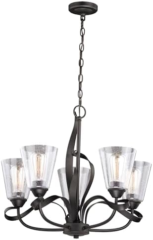 VAXCEL Cinta 5 Light Bronze Chandelier Clear Glass