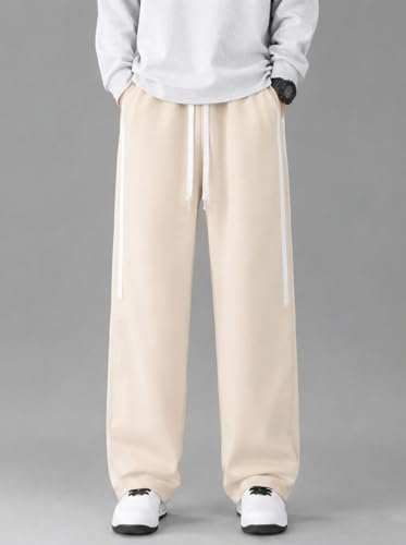 Image of Men's Relaxed Fit Solid Striped Pattern Lycra Blend Straight Trouser Pant with Standard Length and Elastic Band Closure Type | Trouser for Men Regular Fit | Loose Pant for Man