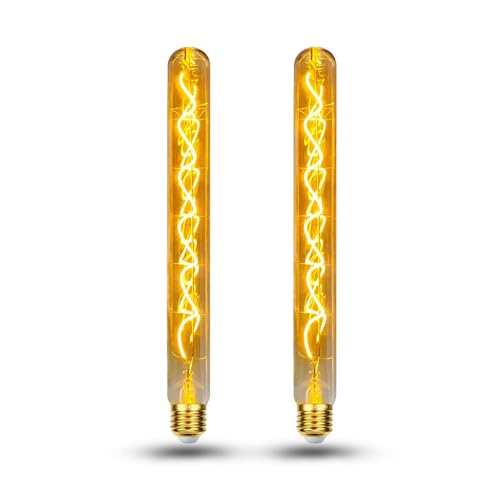 HUSTUNG Bombilla LED Vintage E27, Bombilla Edison LED Regulable 4W (Equivalente a 40W) T32 Longitud 30cm Luz Calida 2700K - Vidrio ámbar, Paquete de 1
