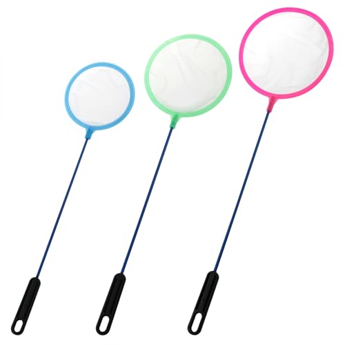 Image of Mini Brine Shrimp Net Aquarium Fish Net Random Color Fish Nets for Fish Tanks for All Fish (Large, Small and Medium Hole Round Fishing Color Random) 3PCS
