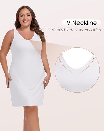 Image of Women's Plus Size Full Slip for Under Dresses V Neck Cami Dress Long Nightgown