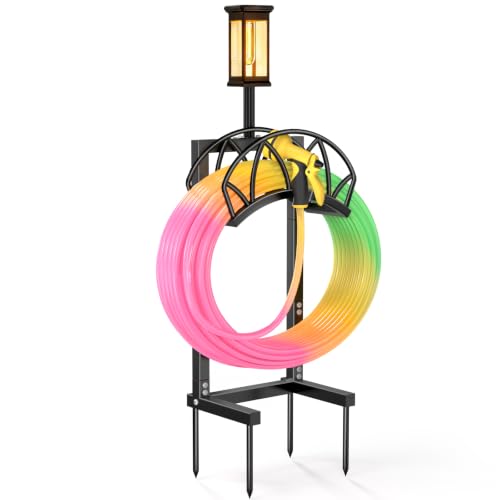 Garden-Hose-Holder-with-Solar-Light-Freestanding-Hose-Stand-for-Outside Garden Hose Holder with Solar Light, Freestanding Hose Stand for Outside - Image 1