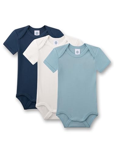 Sanetta Baby-Body kurzarm (Dreierpack) hellblau | Hochwertiger...