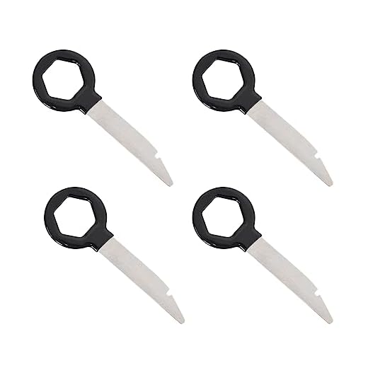 4 Piezas Herramientas Extracción Radio Coche, Llaves de Liberación de Radio de Coche, Compatible con VW Audi Skoda Benz, Herramienta Universal para Radio de Coche Salpicadero Extracción