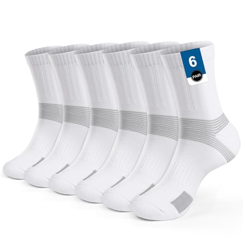 6-Pair Cushion Sports Socks Men Women Tennis Sock Ankle-support for Basketball Baseball Running Hiking Padel..