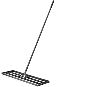 Wiltec gazonhark voor egaliseren en nivelleren 76 x 25,4 cm met 2 m steel, aluminium nivelleerhark voor het optimaliseren van oneffen gazons tuingereedschap hark voor het schuren van gras