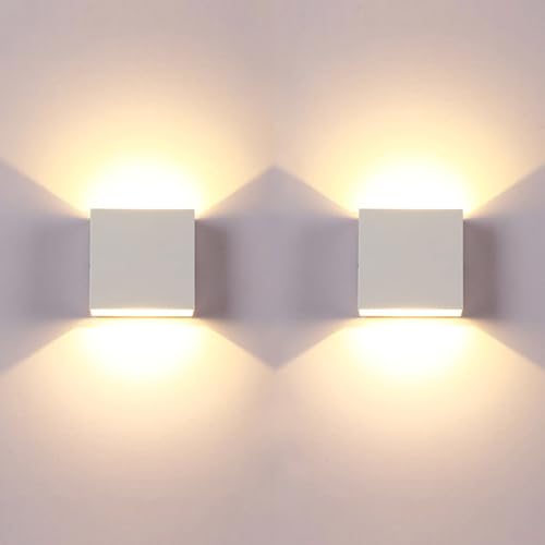 Voltix Set di 2 Applique da Parete LED per Interni, 12W Bianco Caldo, Lampada da Parete Moderna, Illuminazione per Soggiorno, Camera da Letto, Corridoio (Luce Calda-3000K)