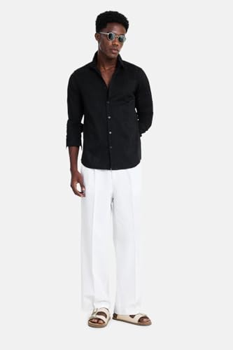 Image of SNITCH Men Shirt | Slim Fit Long Sleeve Spread Collar Jacquard Leaf Pattern | Premium Polyester Cotton Blend & Breathable Fabric for Elegant Events